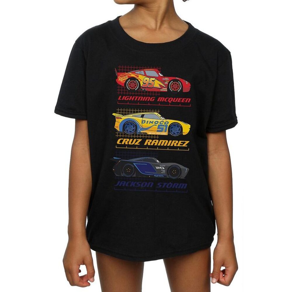 Cars Girls Racer Profile Cotton T-Shirt / Black